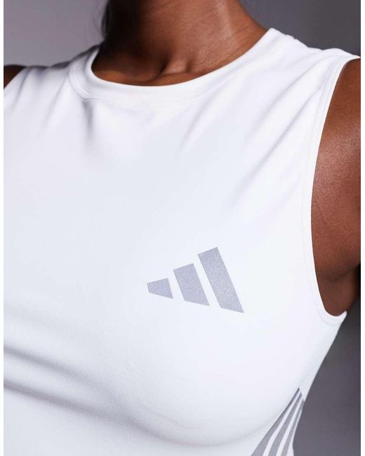 Adidas Originals White Adidas Running Adi365 Tank Top With Three Stripes