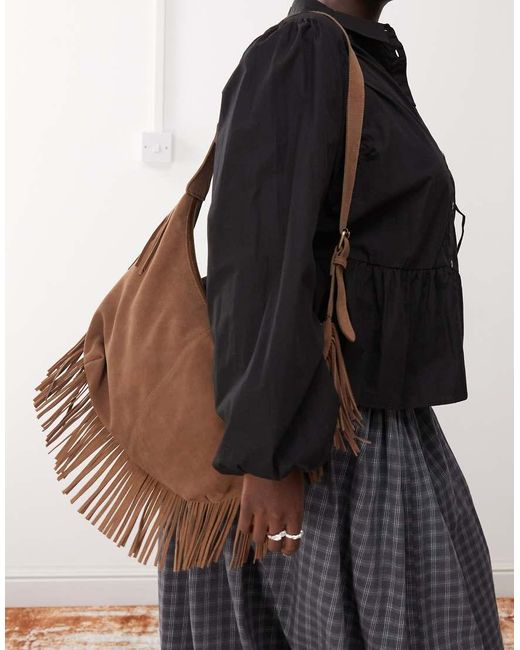 Barney's Originals Black Suede Fringe Bag