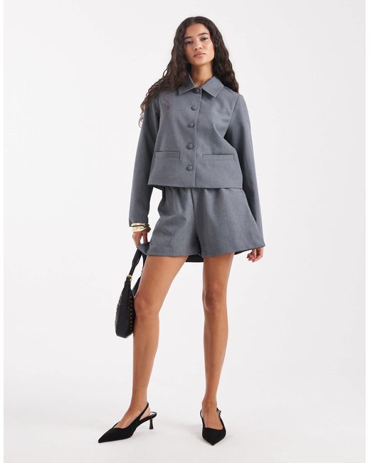 Vero Moda Gray Pull On Tailored Short Co-ord