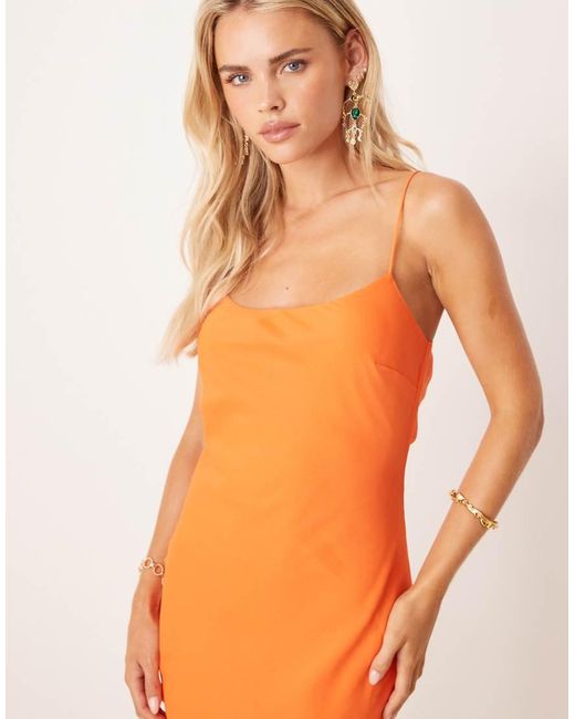 ASOS Orange Asos Design Petite Strap Cowl Back Slip Midi Dress