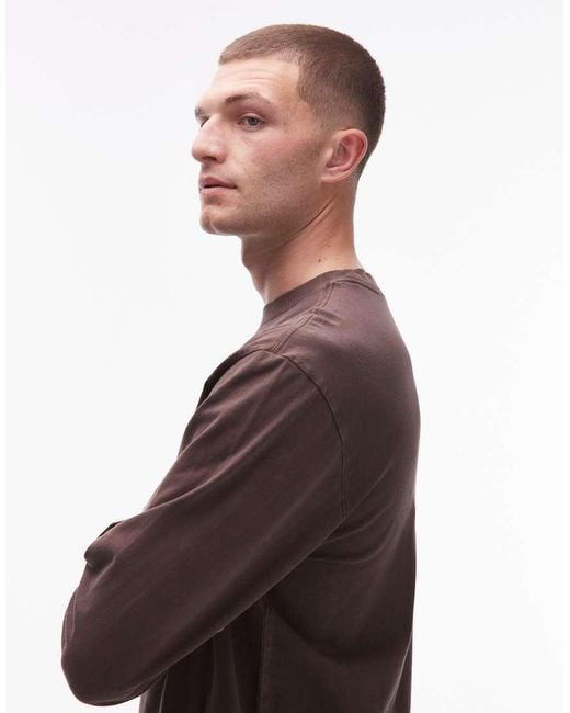 Levi's Brown Authentic Logo Garment Dye Long Sleeve T-shirt for men