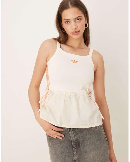 Adidas Originals White Crochet 3 Stripes Tank Top