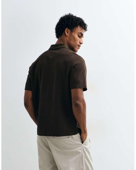 Mango Black Short Sleeve Polo Top for men