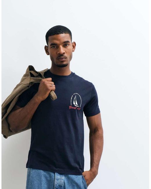 Gant Blue Coastal Chest Print T-shirt for men