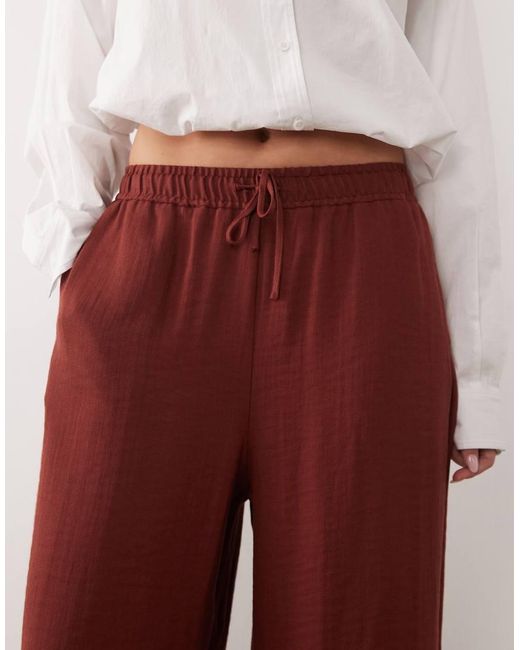 Mango Red Tie Waist Flowy Trouser