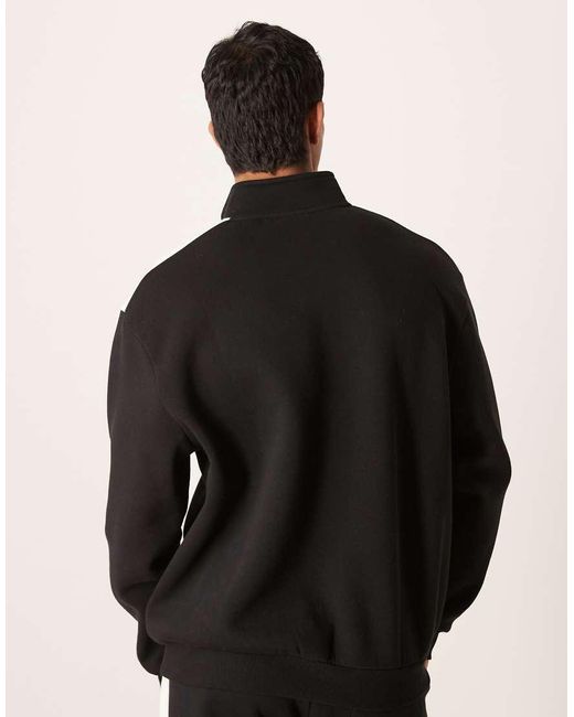 ASOS Black Co-ord Relaxed Quarter Zip Funnel Neck Sweatshirt With Cut And Sew Panel for men