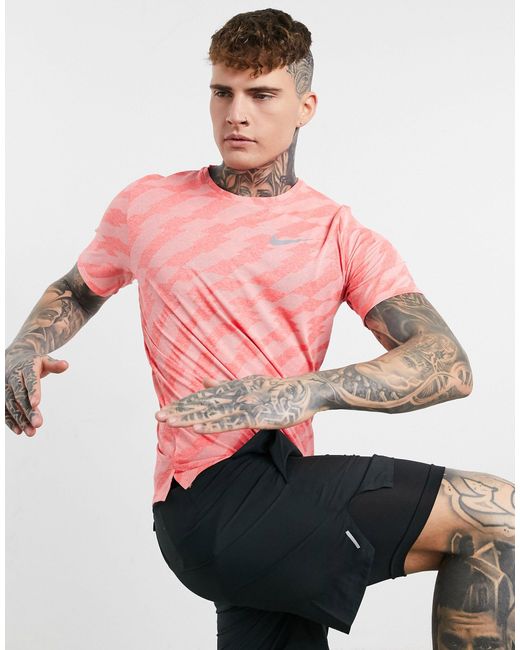 Nike Pink Jacquard Miler T-shirt for men