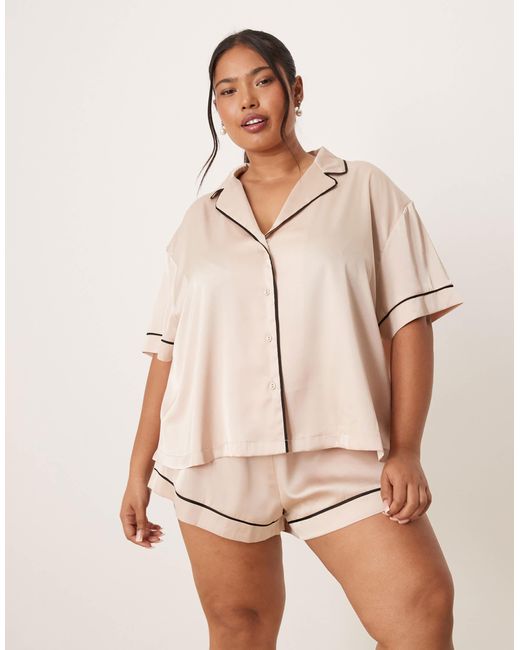 ASOS Natural – oversize-pyjama aus satin