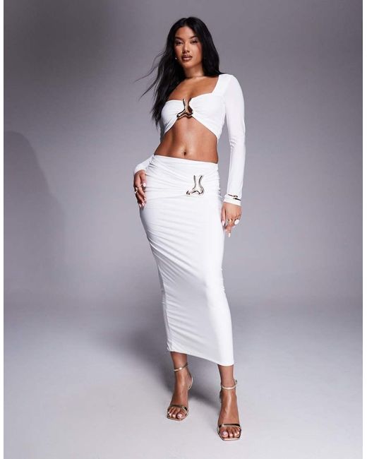River Island Gray Wavy Trim Crop Top Co-ord