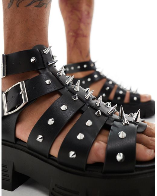 ASOS Black Chunky Gladiator With Studs for men