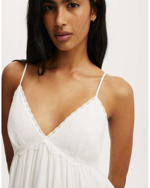 Cotton On White Sara Babydoll Mini Dress