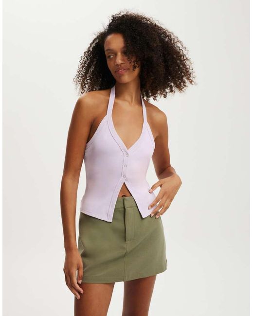 Cotton On Purple Alexa Button Front Halter