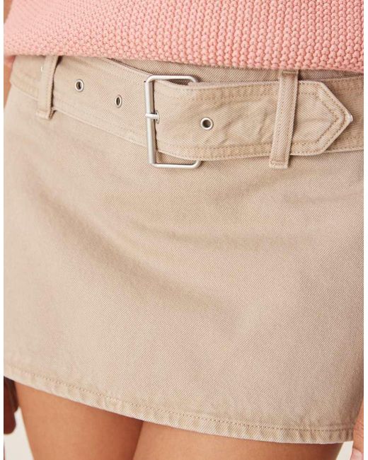 Abercrombie & Fitch Pink Belted Denim Mini Skort