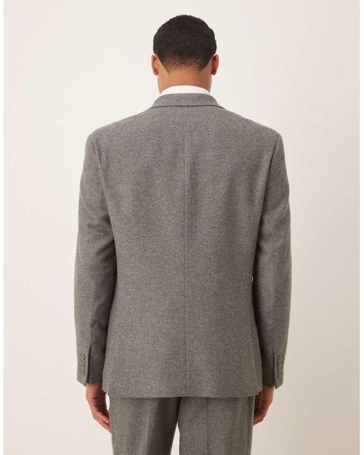 ASOS Gray Regular Double Breasted Wool Blend Suit Jacket for men