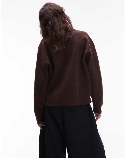 Nia Brown Marlowe Long Sleeve Collared Sweater