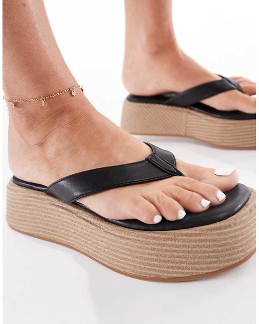 London Rebel Espadrille-Teensandalen Met Plateauzool in het Blue