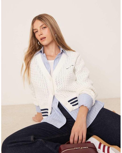 Adidas Originals White Knitted Cardigan
