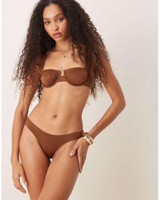 Free Society Brown Ruched Side Bikini Bottom
