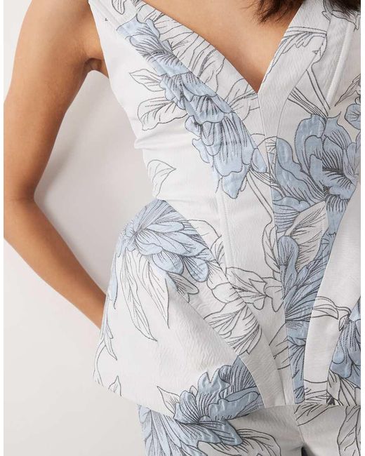 ASOS Blue Sculpted Jacquard Top
