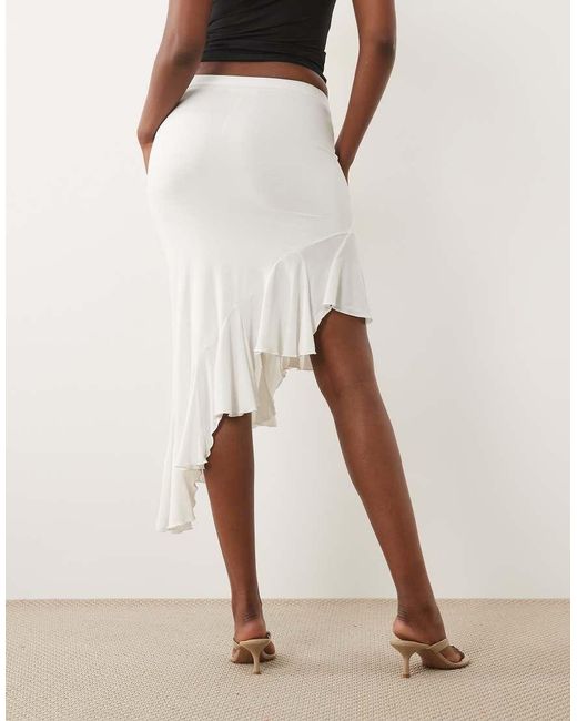 Missy Empire Natural Slinky Asymmetric Godet Hem Midaxi Skirt