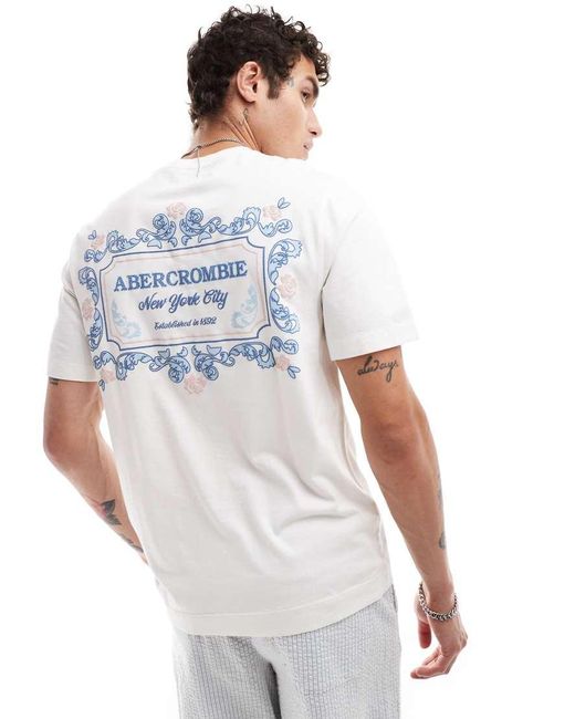 Abercrombie & Fitch White Tile Inspired Logo Pocket And Back Print Classic Fit T-shirt for men