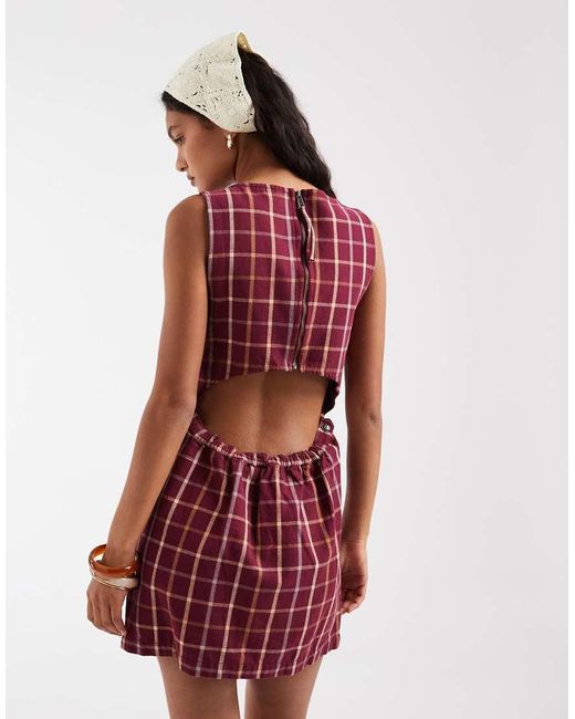 Free People Red Atlas Plaid Mini Dress