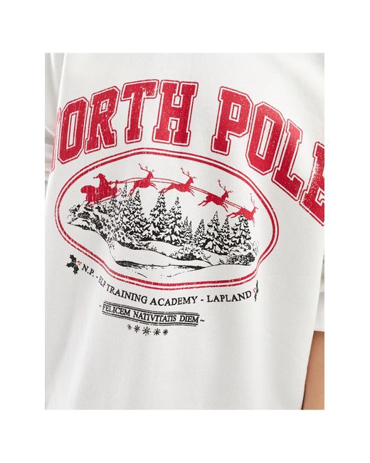 Sudadera blanca con estampado "north pole" Miss Selfridge de color White