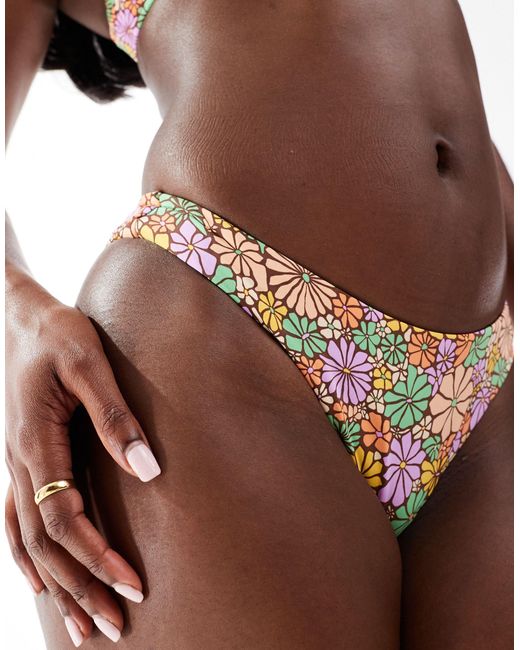 Roxy Brown All About Sol Hl Moderate Bikini Bottom