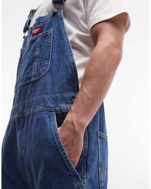 Dickies Blue Loose Denim Dungarees for men
