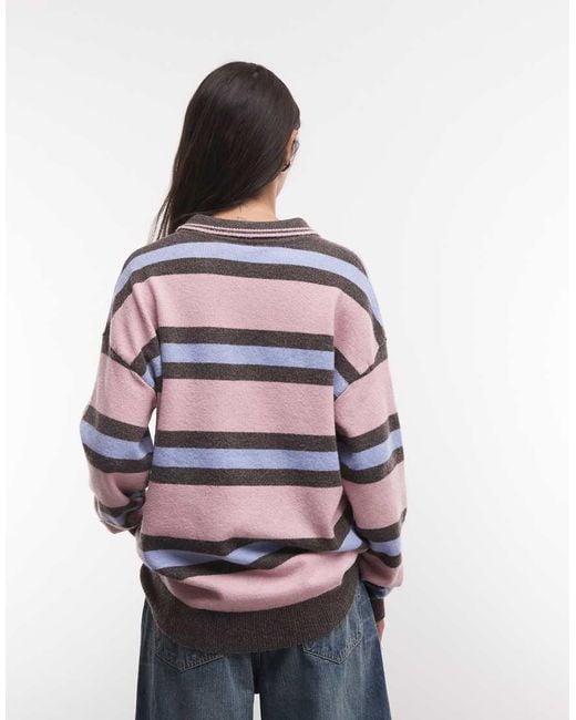 Daisy Street Multicolor Knit Polo Sweater