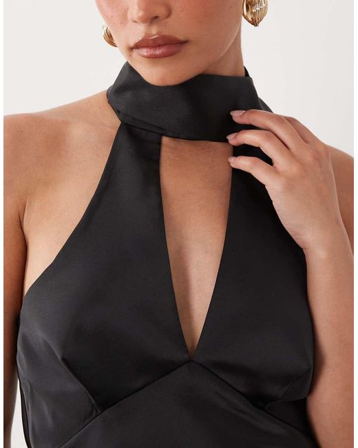 Miss Selfridge Black Satin Scarf Detail Top Co-Ord