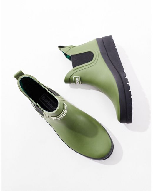 Barbour Green X Asos Clifton Wedge Chelsea Wellington Boots