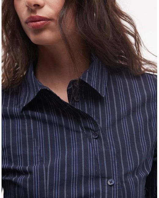 Weekday Blue Asymmetric Shirt With Slit Detail