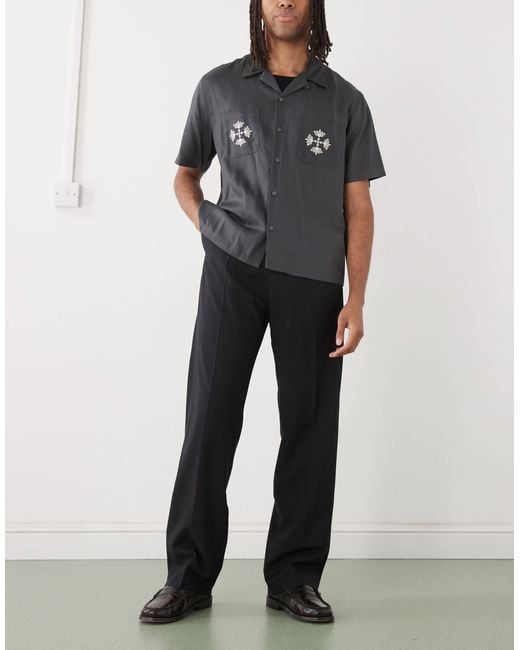 Weekday Black Relaxed Fit Tailored Trousers for men