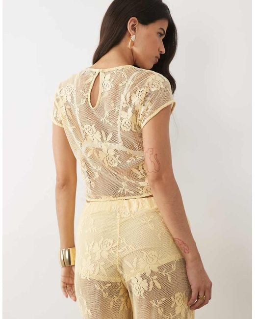 ASOS Natural Crochet Floral Lace Baby Tee