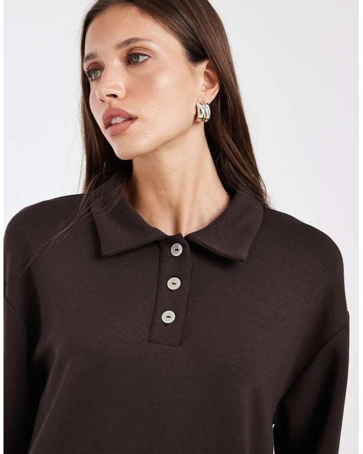 Vero Moda Black Super Soft Polo Sweat Top Co-Ord