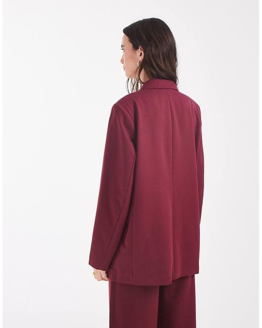 Pieces Red Oversized Tailo Blazer Co-ord
