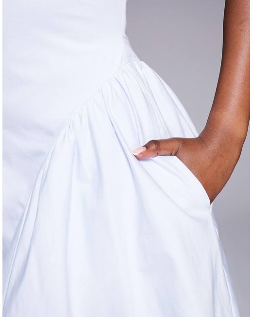 House Of Cb Gray Marilyn Cotton Twill Halter Midi Sundress