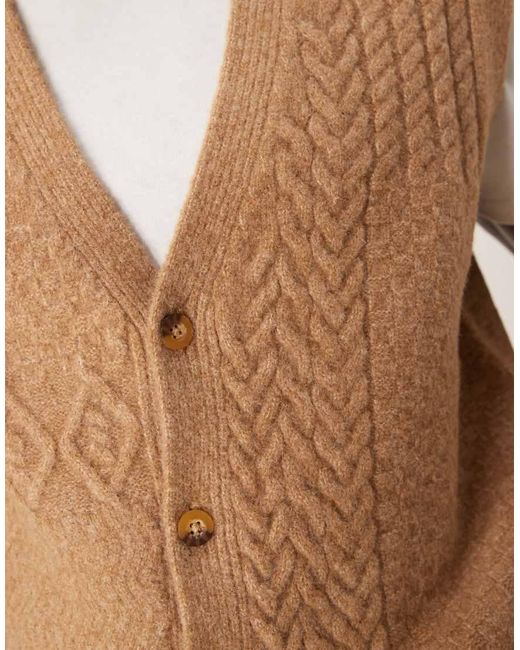 ASOS Ruimvallende Gebreide Tanktop Met Kabels, Patchwork En Knoopsluiting in het Natural voor heren