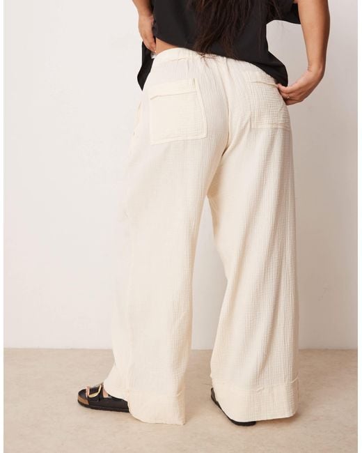 ASOS White Curve Cheesecloth Pull On Pants With Raw Edge