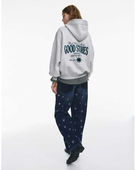Pull&Bear Gray Good Stories Hoodie