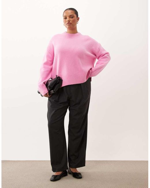 ASOS Pink Asos Design Curve Boxy Sweater With Side Split Detail