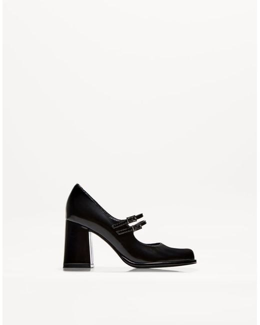 Bershka White Block Heel Mary Jane Style Shoes