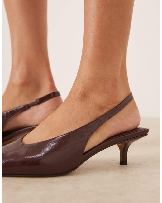 Sydney - chaussures à petit talon et bride arrière avec motif en relief - bordeaux ASOS en coloris Natural