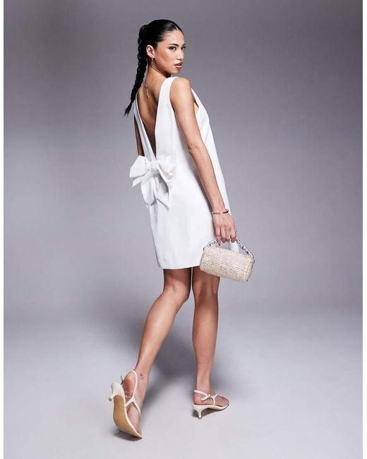 River Island Purple Bow Back Detail Mini Dress