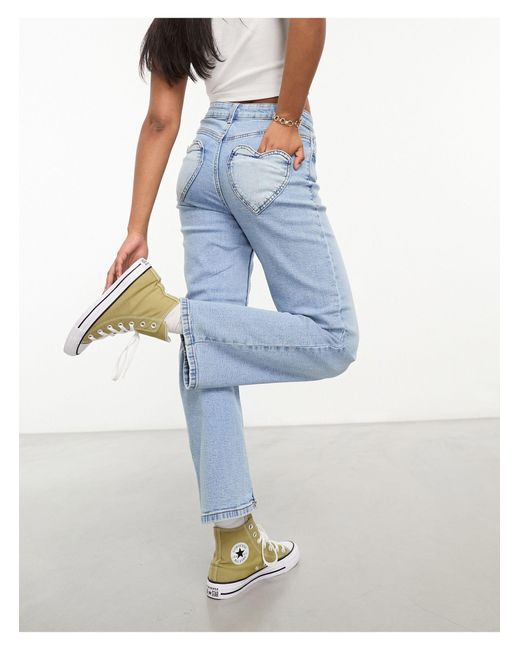 Miss Selfridge Jeans Met Rechte Pijpen En Hartvormige Zakken in het Blue