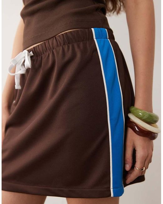 ASOS Blue Drawcord Tricot Mini Skirt