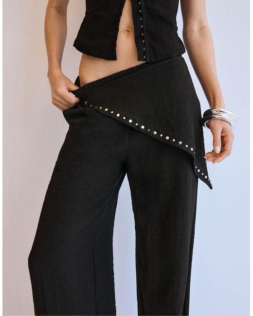Stradivarius Black Flowing Scarf Trousers
