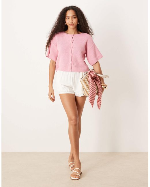 ASOS Pink – kurzärmlige strickjacke
