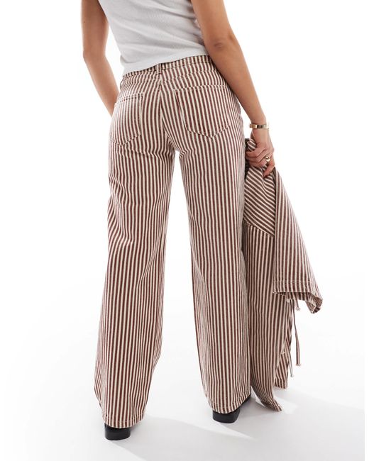 Jean baggy d'ensemble taille basse à rayures - et écru Daisy Street en coloris Natural